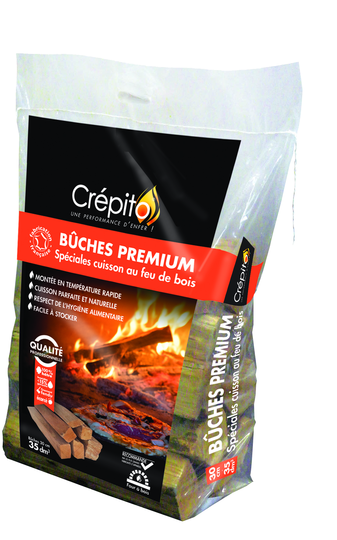 sac bois cuisson feu bois hetre 30 cm professionnel propre